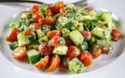 Cucumber, Tomato & Herb Salad with a Creamy Vinaigrette Dressing