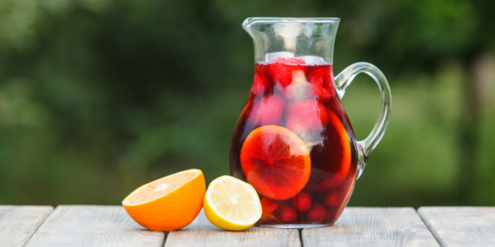 A pitcher of fruit punch